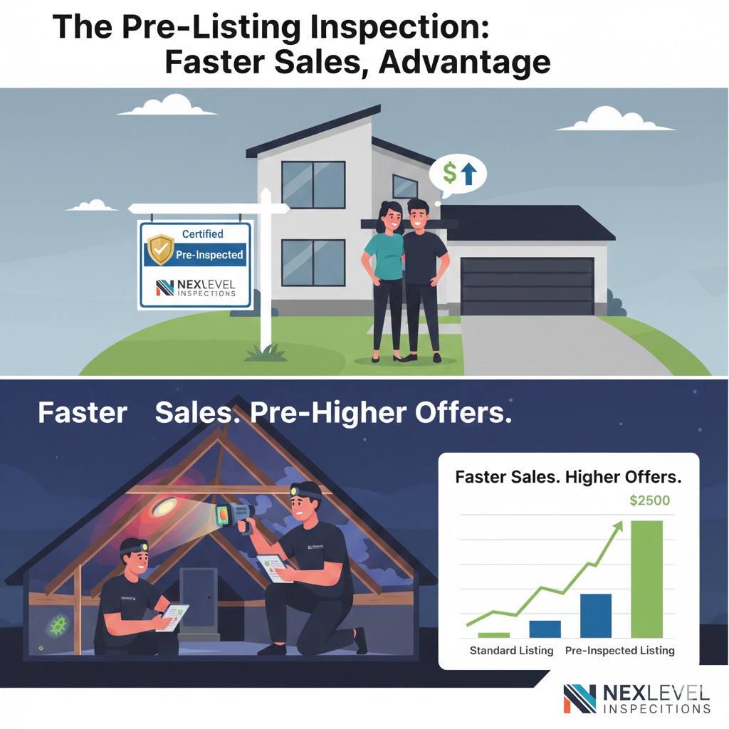Professional Calgary home inspector performing a pre-listing evaluation for a residential property