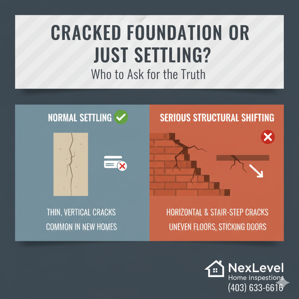 Foundation crack vs settling Calgary