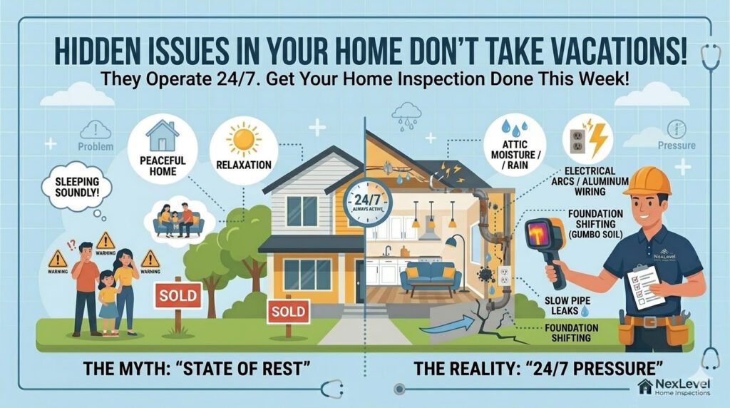 exLevel Certified Master Inspector using thermal imaging to detect hidden moisture and electrical risks in a Calgary residence.
