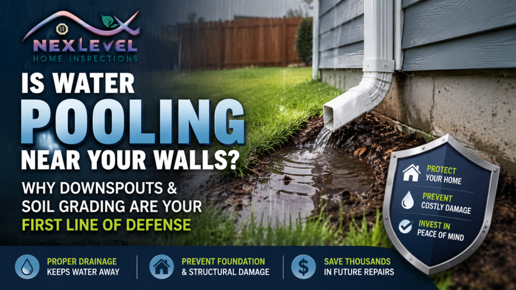 Is Water Pooling Near Your Walls Why Downspouts & Soil Grading Are Your First Line of Defense