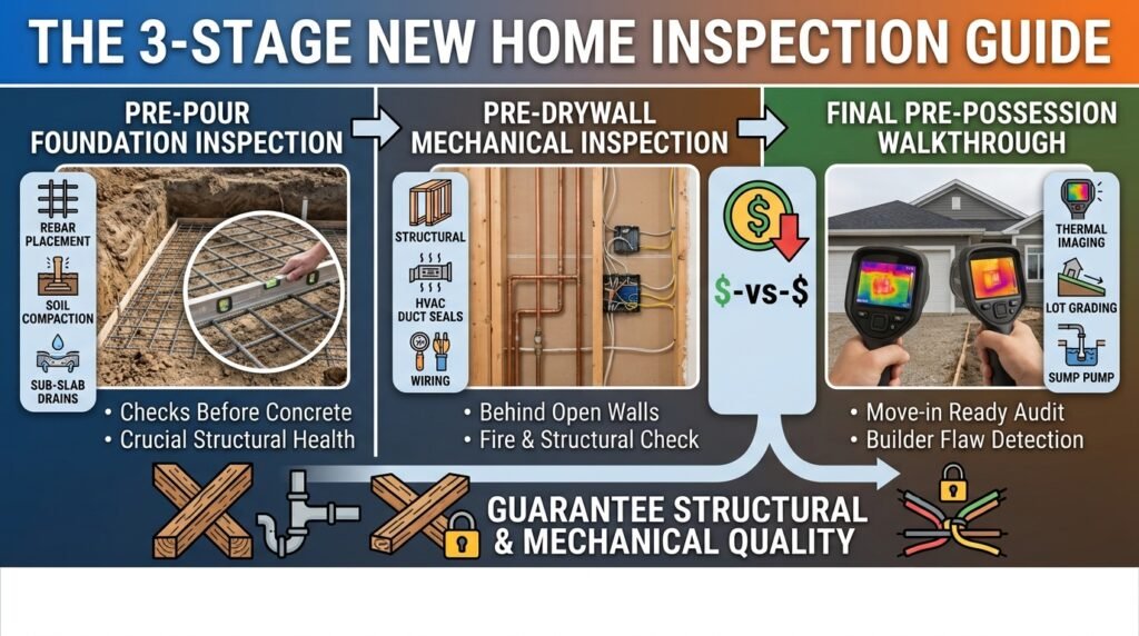 The 3-Stage New Home Inspection Guide Pre-Pour, Pre-Drywall, and Final Walkthrough