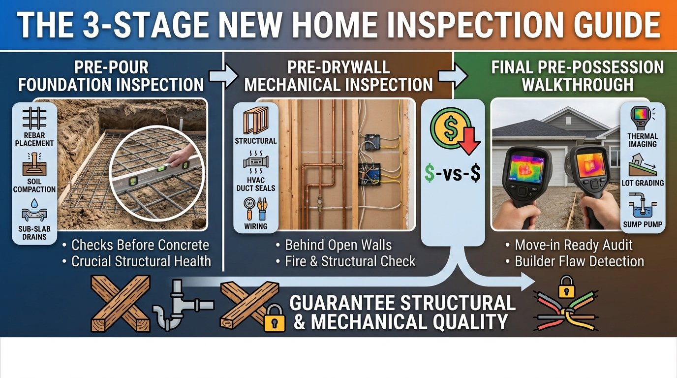 The 3-Stage New Home Inspection Guide Pre-Pour, Pre-Drywall, and Final Walkthrough